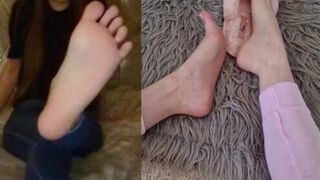 Petite English babe gets her sexy feet out and makes a foot fetish compilation to make you cum - porn video