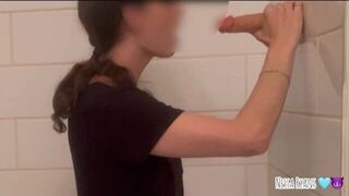 Hairy cutie Nessa Ryans giving an EXTRA SLOPPY blowjob to a dildo before using it to squirt - porn video