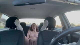 Horny Slut Masturbates in Her Car in a Public Parking Lot - porn video