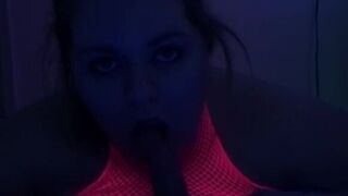 Barely legal teens black light blowjob - porn video