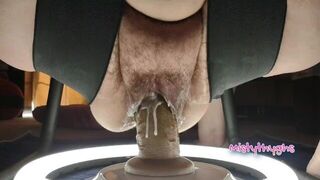 Slut Wife Mistythyghs Stretching Her Pussy on Large BBC Dildo - porn video